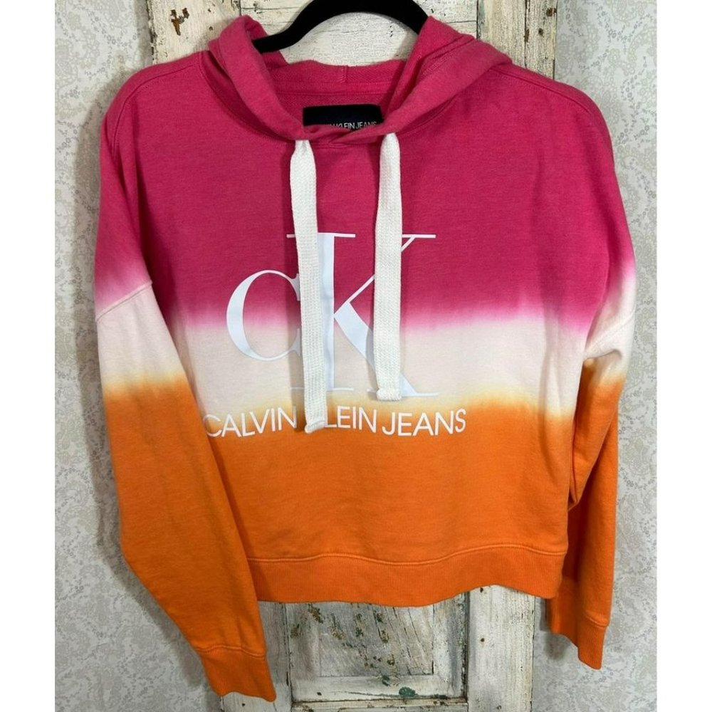Calvin Klein Hoodie Dip-Dye Sweatshirt Slightly Cropped | Woman’s Size Small